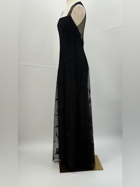 VTG Lauren Ralph Lauren Sophisticated Black Sheer Floral Maxi Evening Dress SZ 4 - Picture 5 of 17